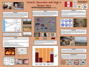 Research poster titled "Ceramic Decoration and Style in Ancient Peru." 