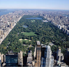 Aerial view of Central Park from the southern end. 