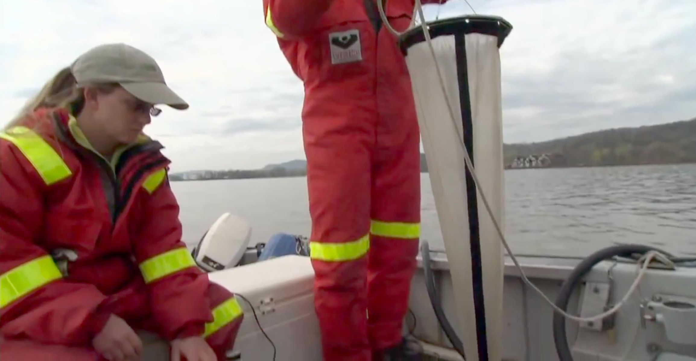 Small and large zooplankton are sampled.