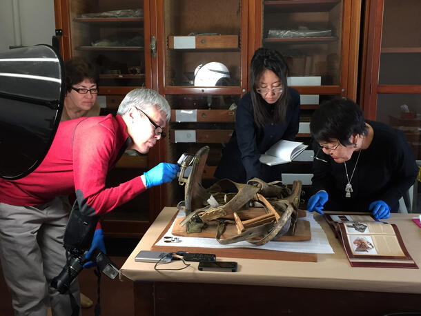 Examining objects from Siberian Collections at AMNH