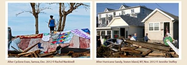 Damaged caused by Cyclone Evan in Samoa and Hurricane Sandy in Staten Island