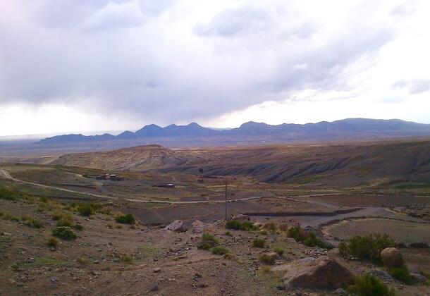 The Altiplano, a plateau in west-central South America, with low mountains visible in the distance.