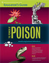 Cover of the educator's guide to the exhibition The Power of Poison, including images of a snake, passionflower, drops of mercury, and witches at a cauldron