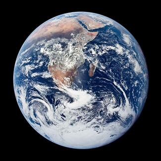 An iconic image of the Earth, taken by astronauts on the final Apollo mission in 1972 - the first to fully capture the south polar ice cap.