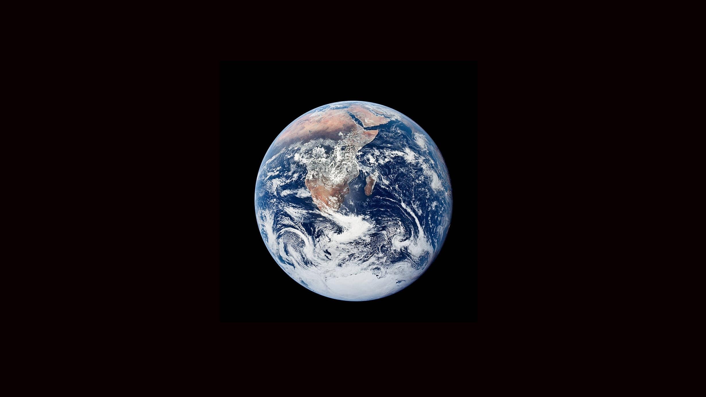 An iconic image of the Earth, taken by astronauts on the final Apollo mission in 1972 - the first to fully capture the south polar ice cap.