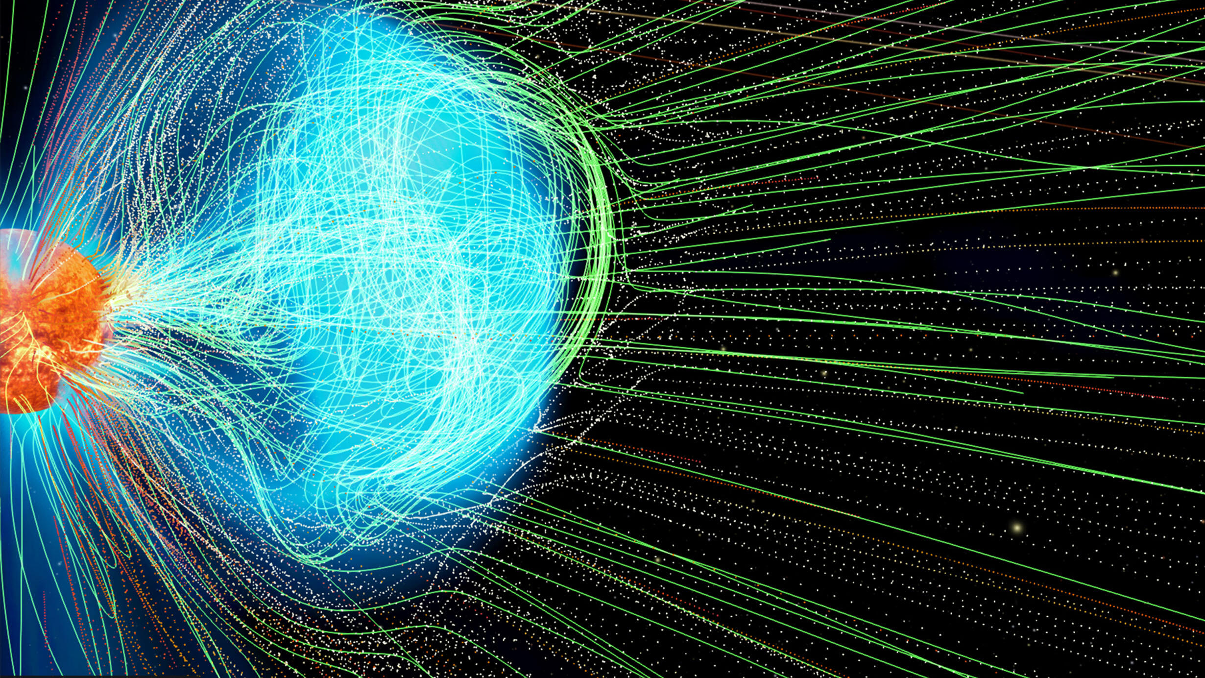 Rendering of a solar storm.