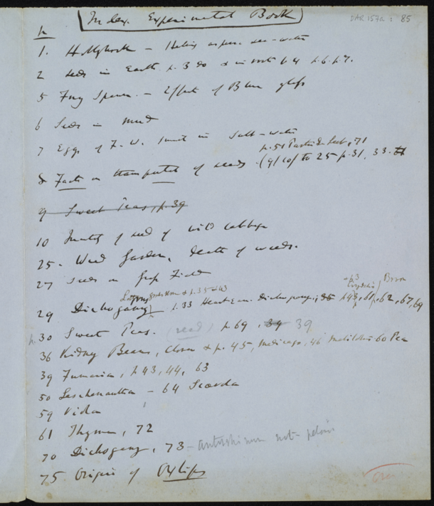 A handwritten page detailing a scientific experiment.