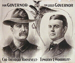 Portraits of New York Governor Theodore Roosevelt (left) and Lieutenant Governor Timothy L. Woodruff (right).