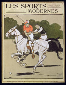The cover of the July 1905 issue of  “Les Sports Modernes” Magazine, with a drawing of two polo players on horseback.