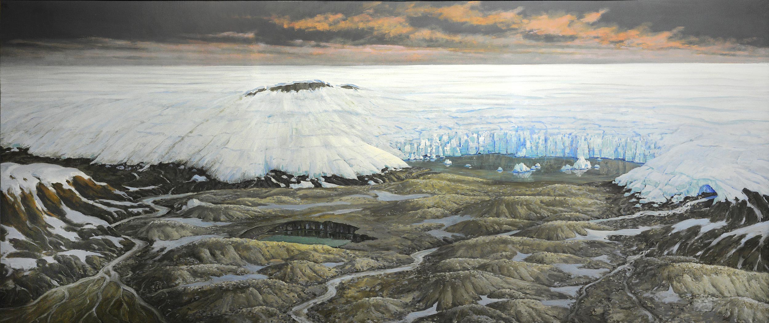 Painting illustrating glacial retreat