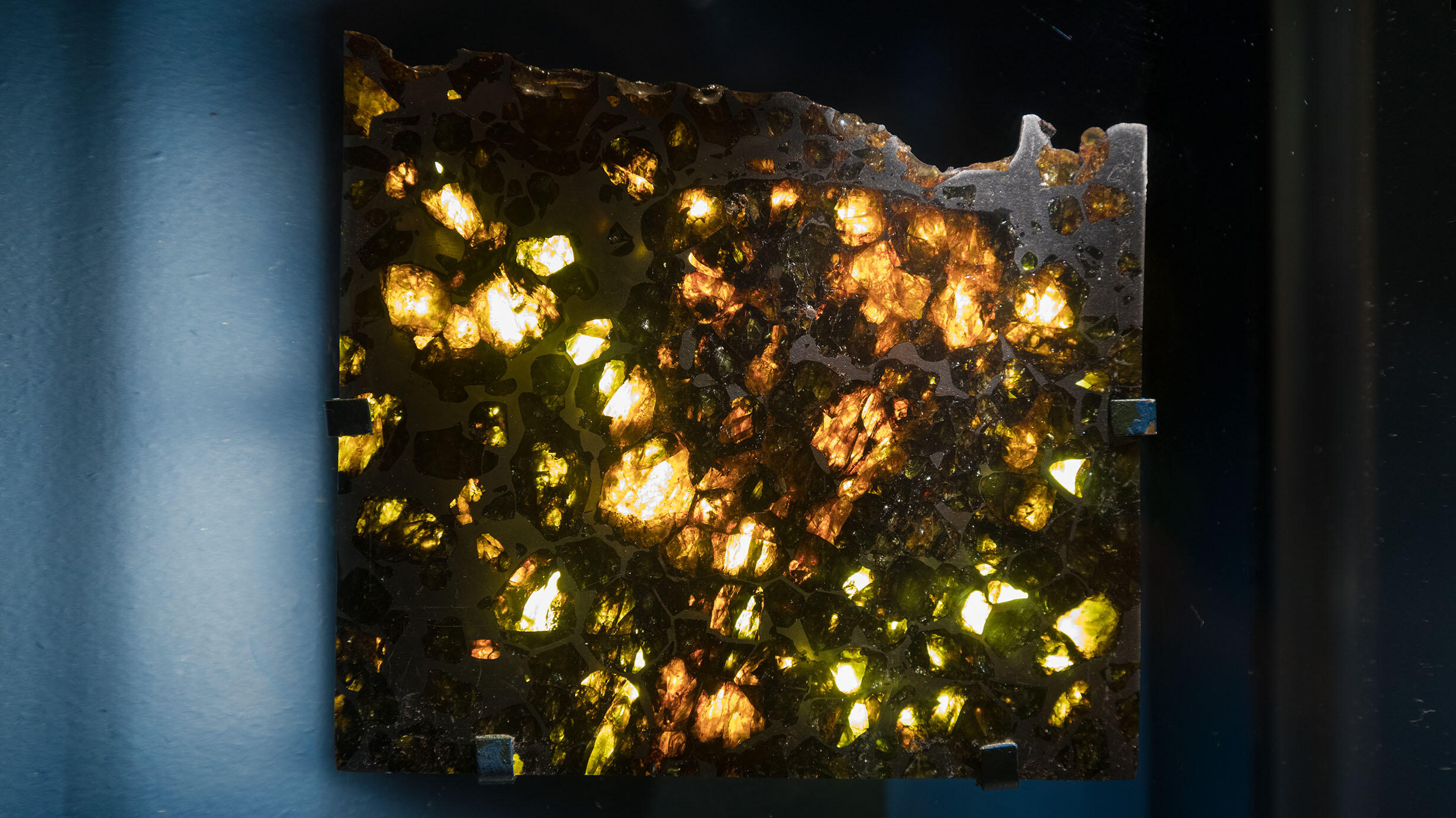 Esquel meteorite showing translucent areas.