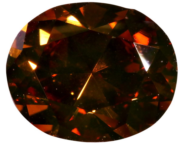 Oval-shaped cut diamond with a deep red coloration.