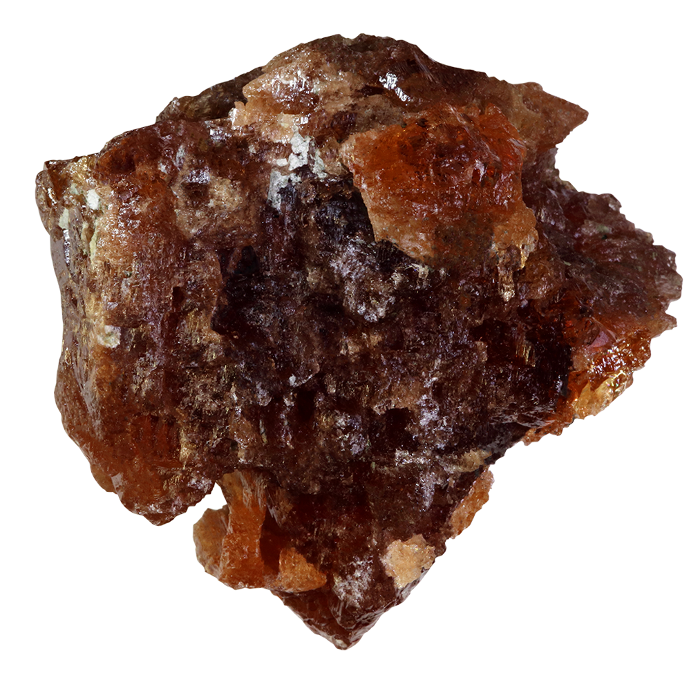 Rough-cut garnet specimen.