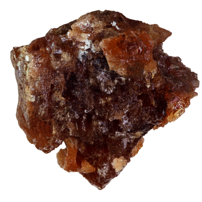 Rough-cut garnet specimen.