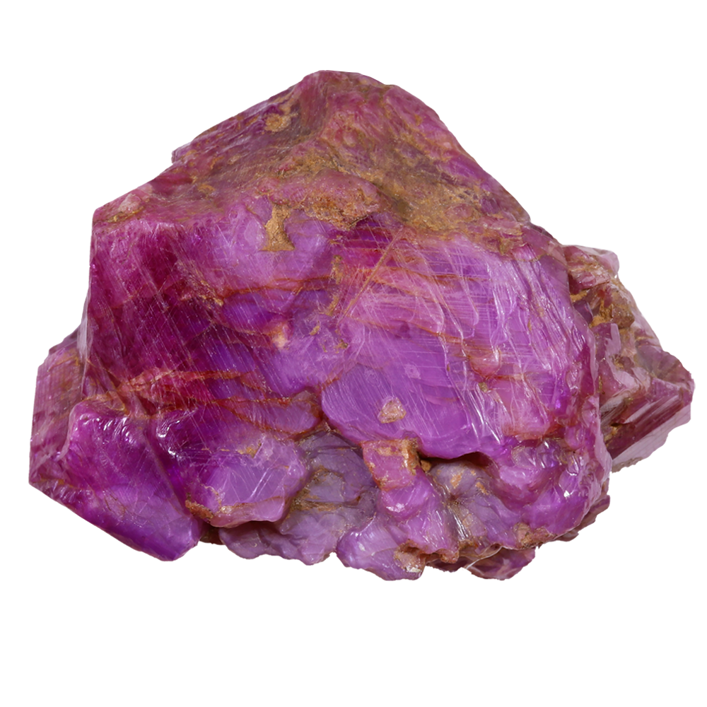 Rough-cut ruby specimen.