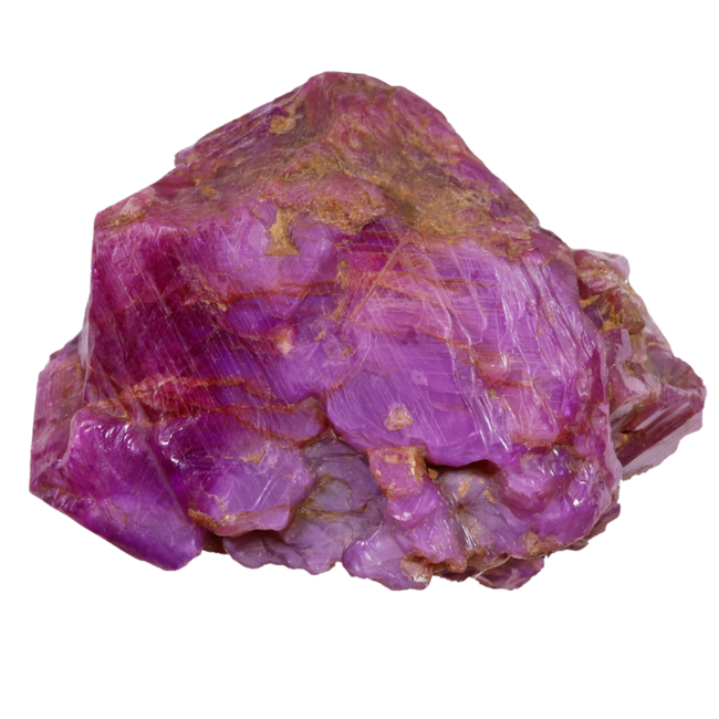 Rough-cut ruby specimen.