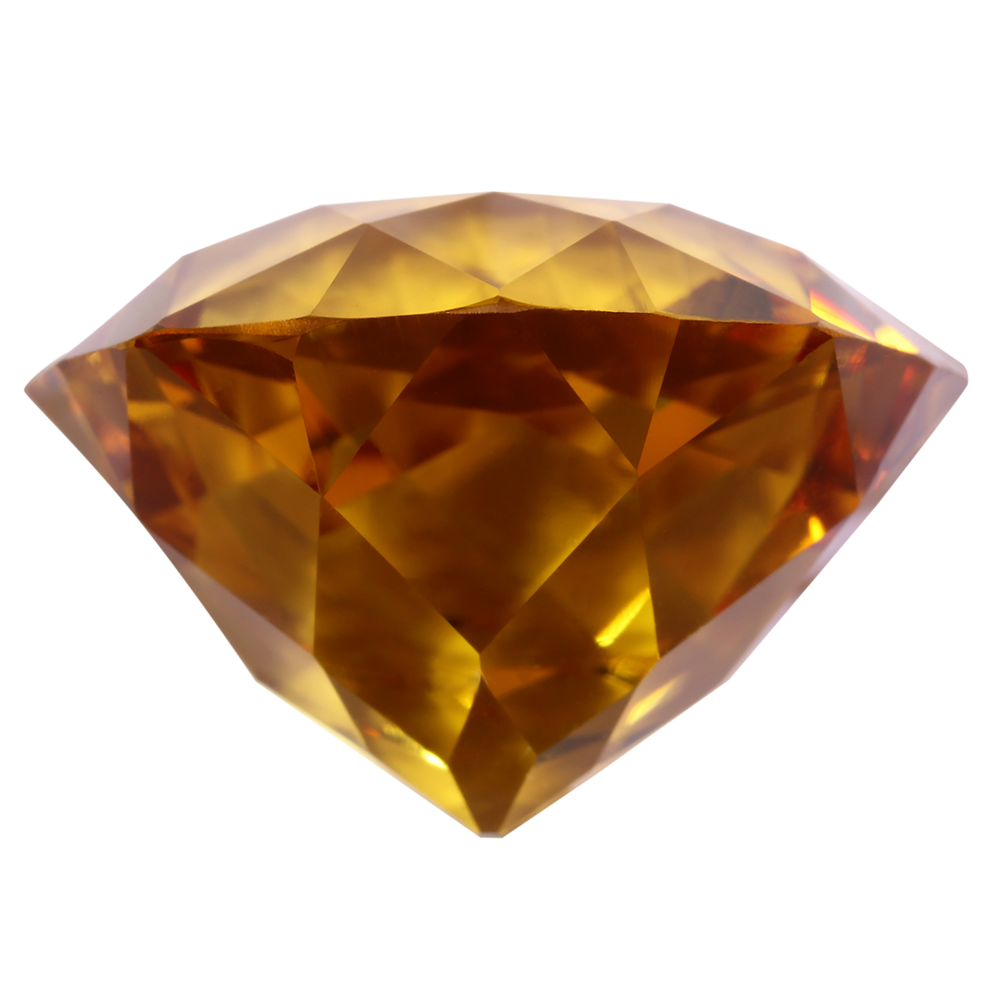 Diamond-shaped, polished topaz specimen.