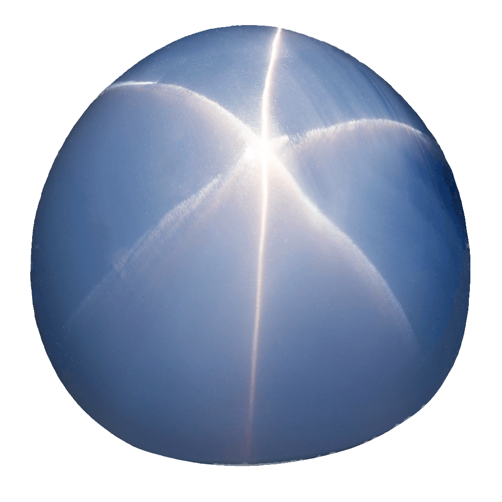 Asterism on the surface of a sapphire.
