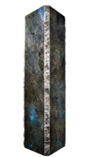 Tall, skinny, rectangular, slab of labadorite.