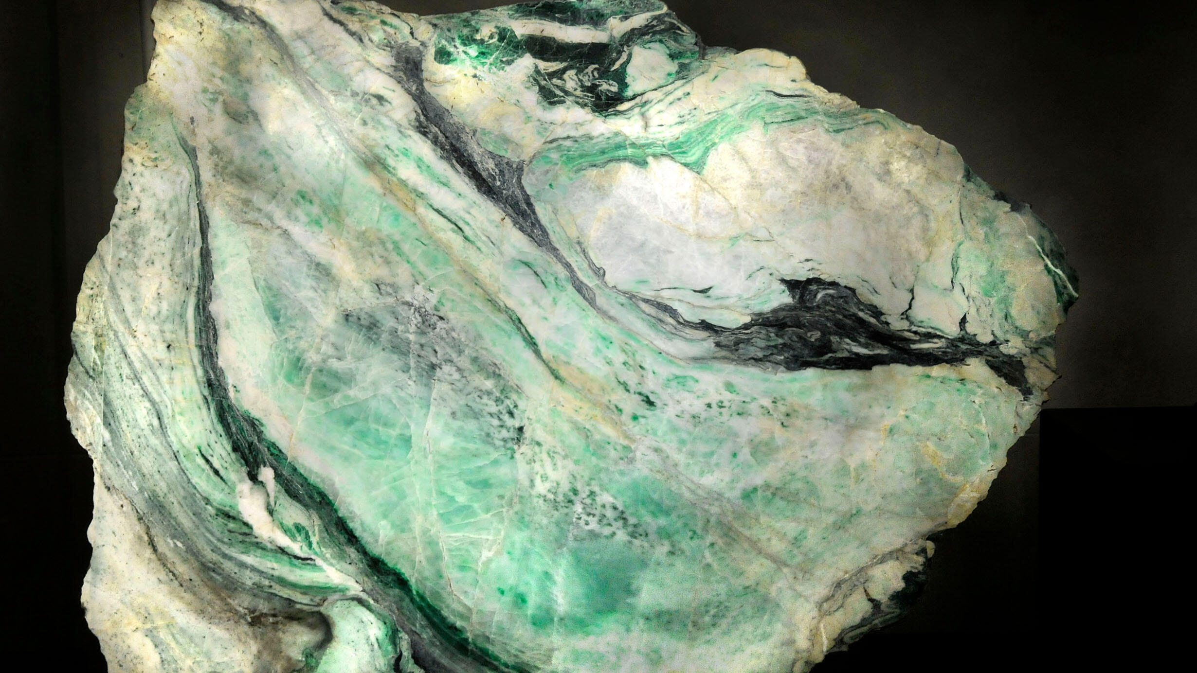 The two-foot-long slice of a jadeite jade.