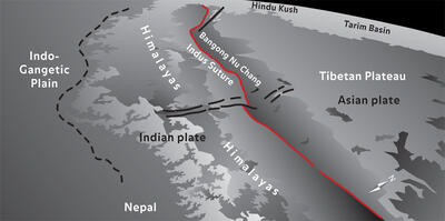 Himalayan Mountains and Tibetan Plateau Map_ILL