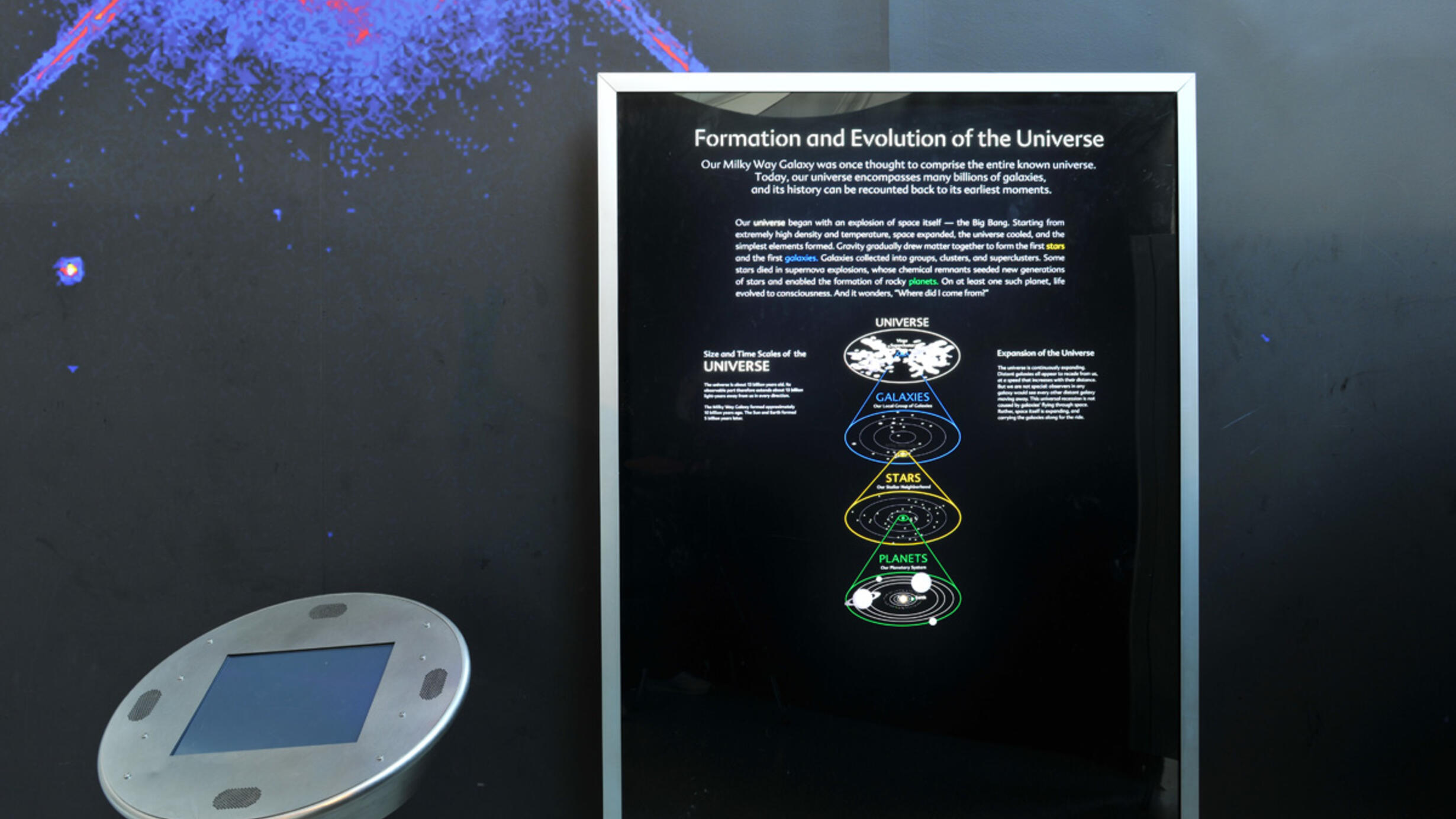 Part of exhibit on formation and evolution of the galaxies