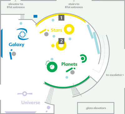 A schematic drawing of the Hall of the Universe in the Museum's Rose Center for Earth and Space.