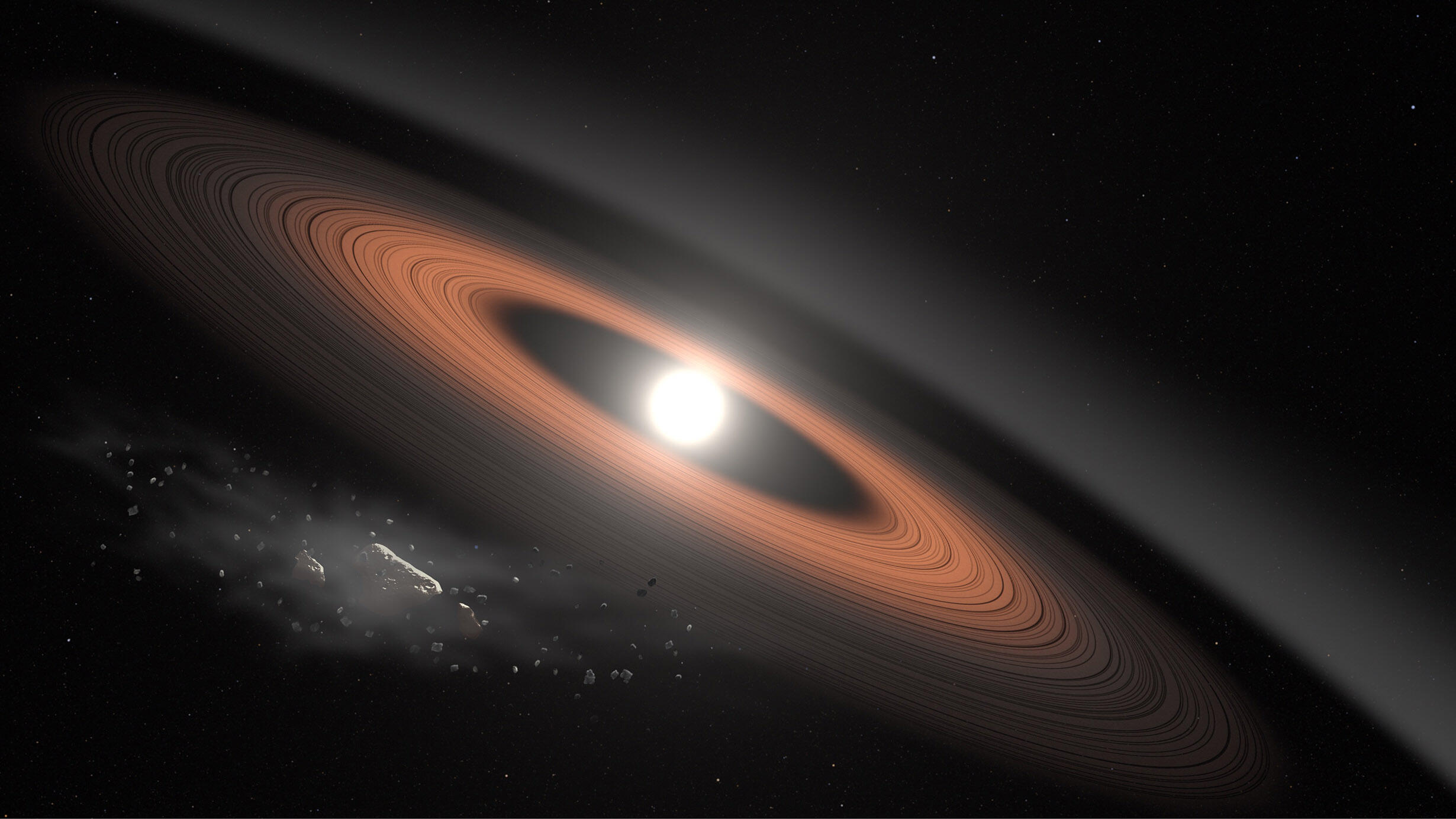 An illustration of LSPM J0207+3331 is a ringed cold white dwarf.