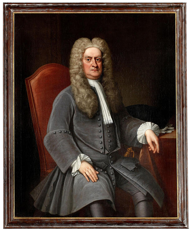 Painted portrait of Isaac Newton. 