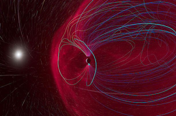 Visualization of Earth’s magnetic field.