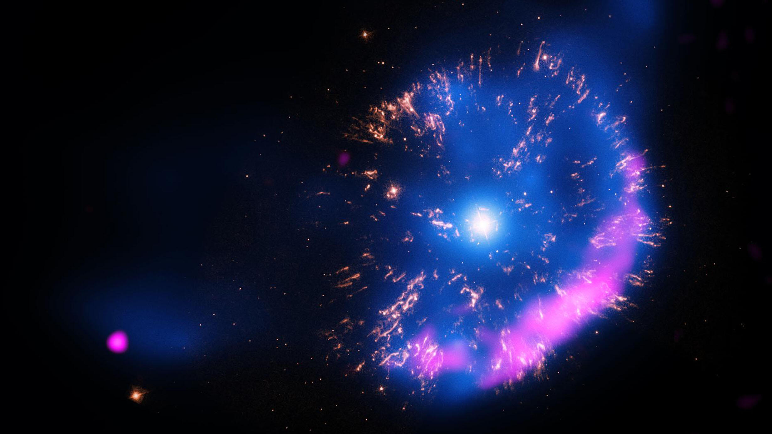 Stella explosion resembles fireworks in space.
