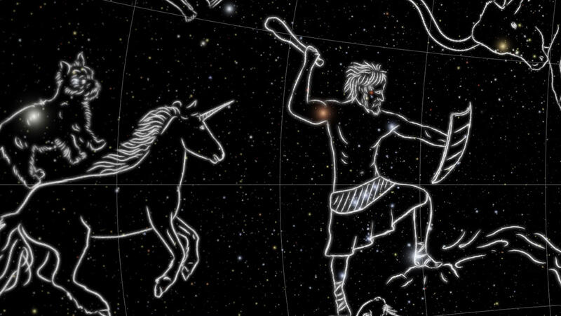 Illustrations of constellations as they appear on the dome of the Hayden Planetarium.