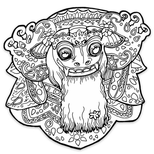 line art drawing of a Barong