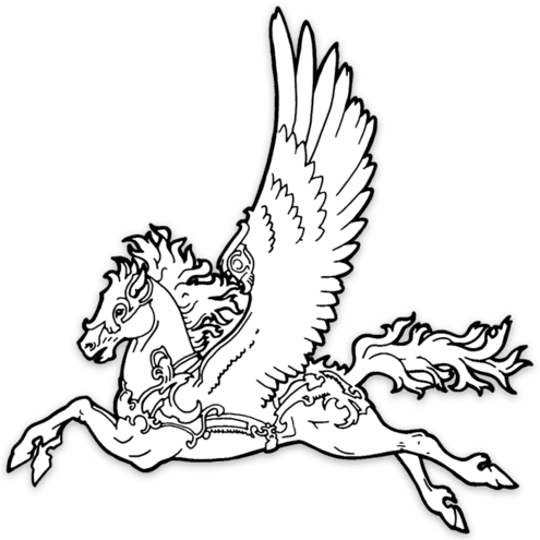 line art drawing of a pegasus