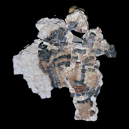 remains of mosaic of a man's face