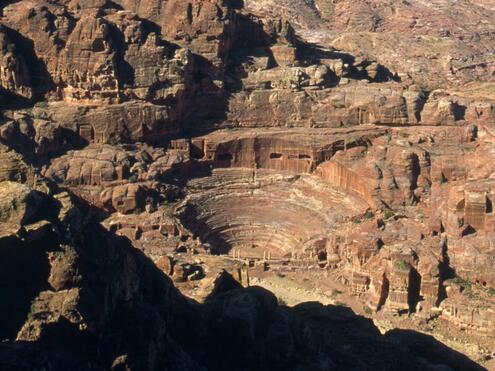 remains of a semi-circular theater carved in rock