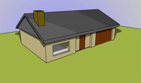 illustration of one level house