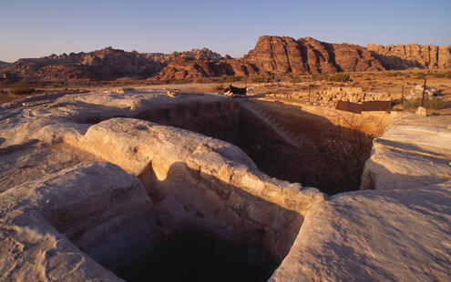 Entrances to large underground cisterns