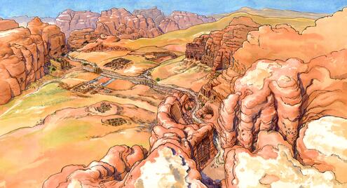 petra region watercolor