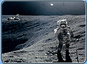 Astronaut walking on the surface of the Moon