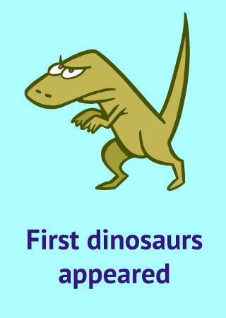 dinosaur icon with text first dinosaurs appeared