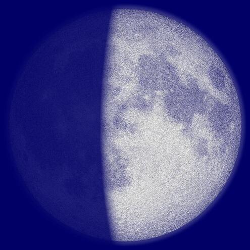 Moon with only right half illuminated 