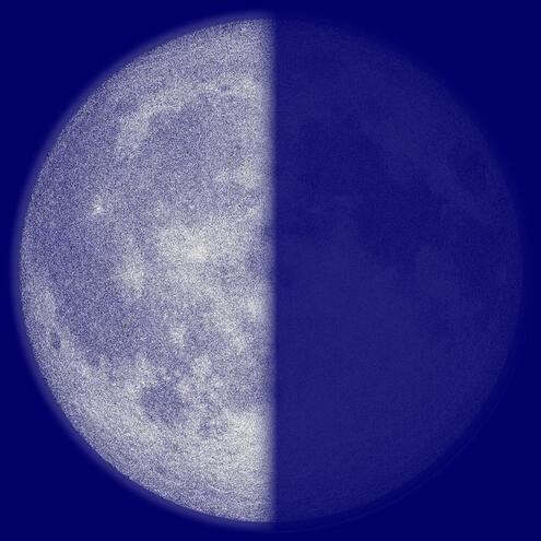 Moon with only left half illuminated 
