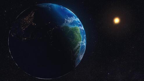 Earth and Sun as seen from space