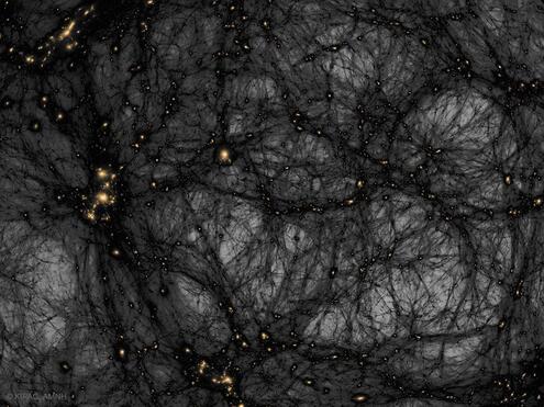 Dark matter depicted in a "web-like" pattern.