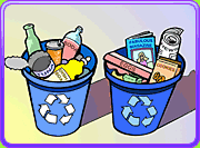 illustration of full recycling bins