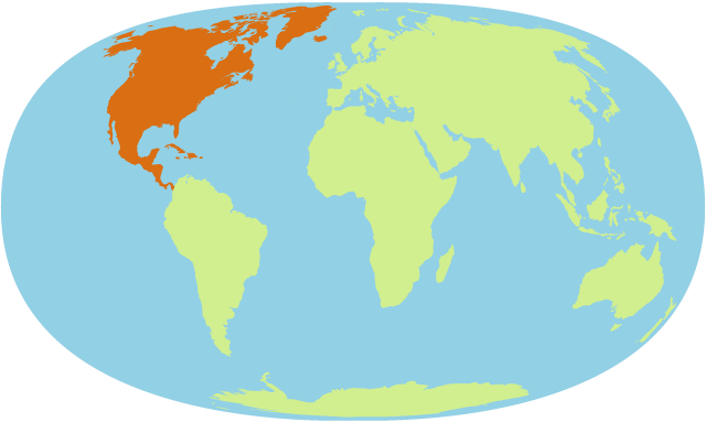 world map with North America highlighted