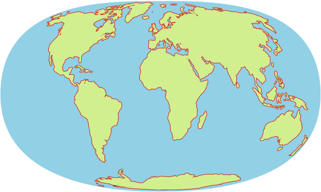 world map with oceans and seas highlighted