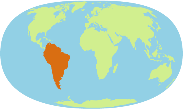 world map with South America highlighted