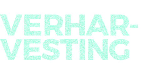 Pointillist block letters in a light color spelling out "Verhar-Vesting."